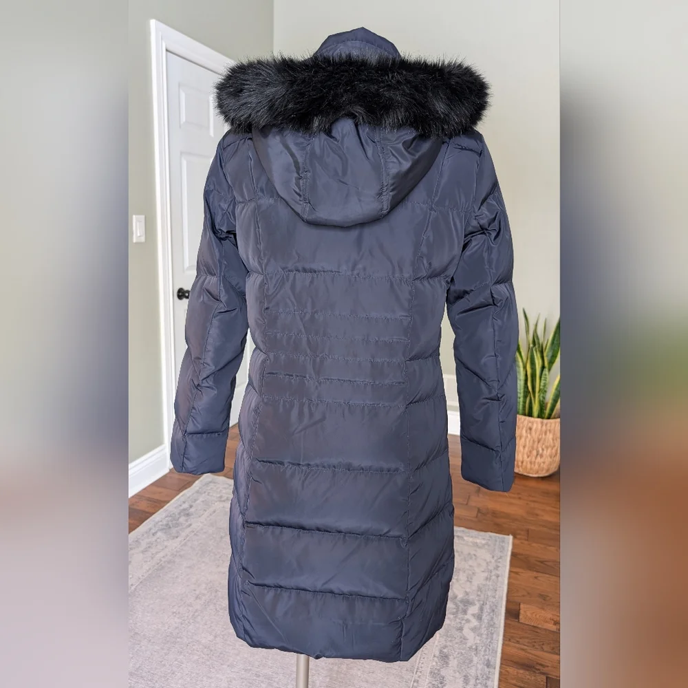Lauren Ralph Lauren Women's Down Parka Coat Hooded Zip Front Navy Blue Size S - Picture 3 of 16
